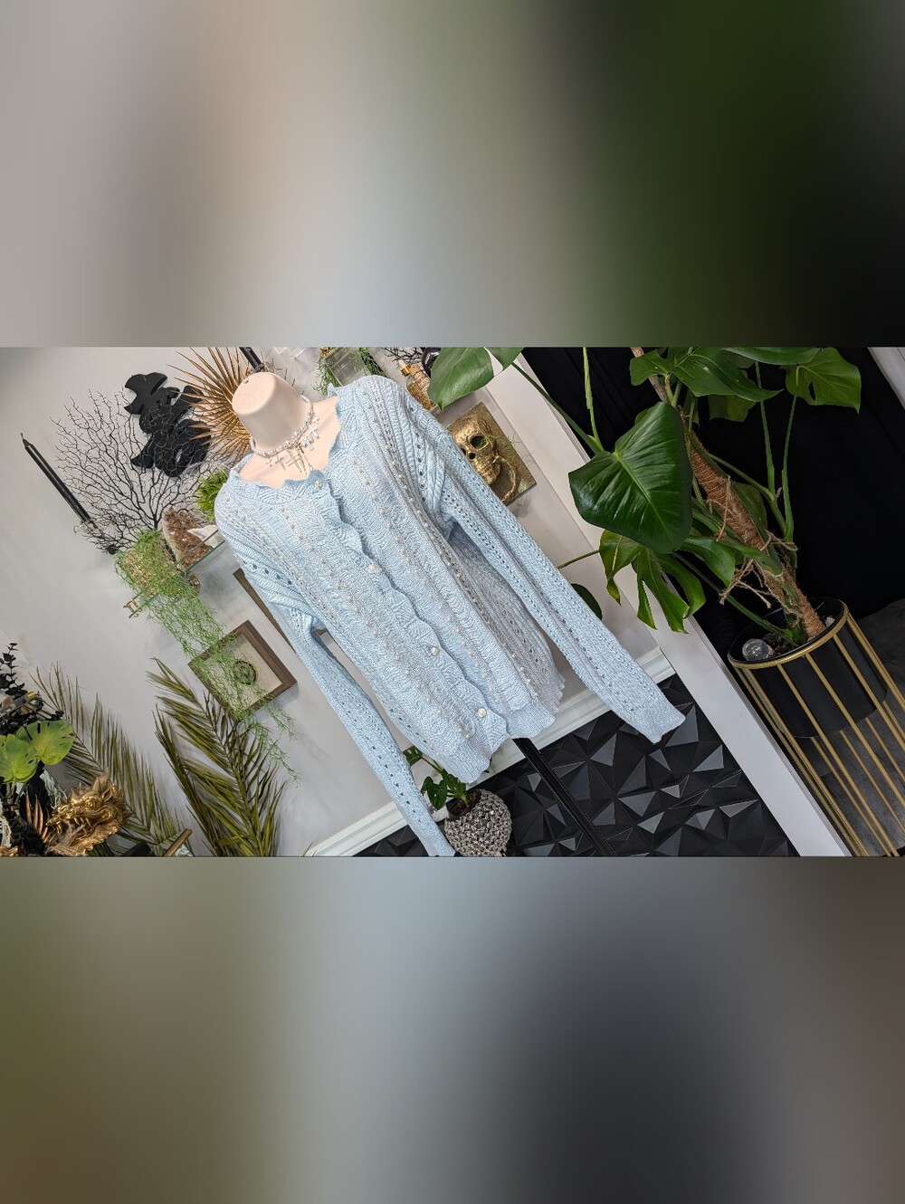 Baby Blue Philosophy Coquette Pearl Ruffle Cardigan XL-XXL *FLAW*